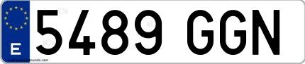 Ejemplo de matrícula española 5489 GGN