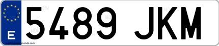 Ejemplo de matrícula española 5489 JKM
