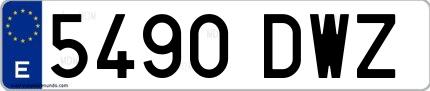 Ejemplo de matrícula española 5490 DWZ