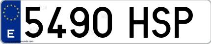 Ejemplo de matrícula española 5490 HSP