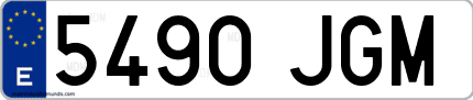 Ejemplo de matrícula de coche ordinaria 5490 JGM