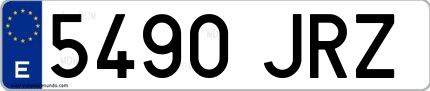 Ejemplo de matrícula española 5490 JRZ