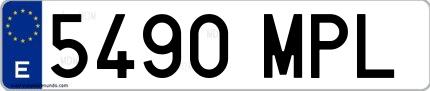 Ejemplo de matrícula española 5490 MPL