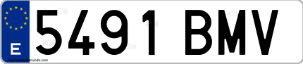 Ejemplo de matrícula de coche ordinaria 5491 BMV