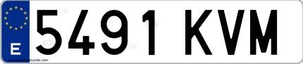 Ejemplo de matrícula española 5491 KVM