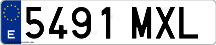 Ejemplo de matrícula de coche ordinaria 5491 MXL