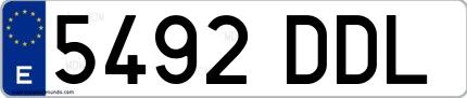 Ejemplo de matrícula española 5492 DDL