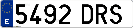Ejemplo de matrícula de coche ordinaria 5492 DRS