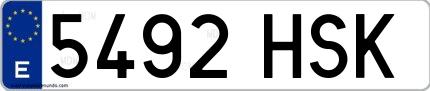 Ejemplo de matrícula española 5492 HSK