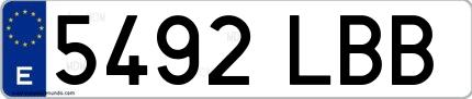 Ejemplo de matrícula española 5492 LBB