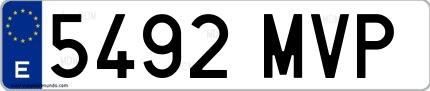 Ejemplo de matrícula española 5492 MVP