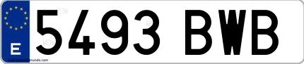 Ejemplo de matrícula española 5493 BWB