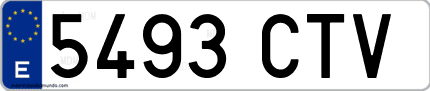 Ejemplo de matrícula de coche ordinaria 5493 CTV