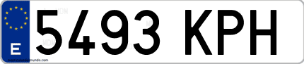 Ejemplo de matrícula de coche ordinaria 5493 KPH