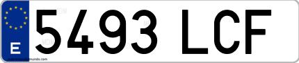 Ejemplo de matrícula de coche ordinaria 5493 LCF