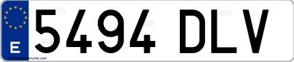 Ejemplo de matrícula española 5494 DLV