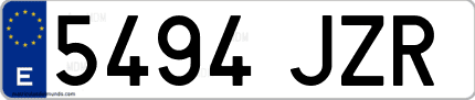 Ejemplo de matrícula de coche ordinaria 5494 JZR