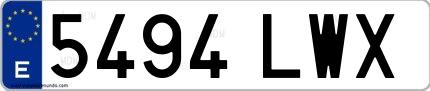 Ejemplo de matrícula española 5494 LWX