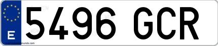 Ejemplo de matrícula española 5496 GCR