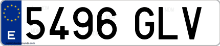 Ejemplo de matrícula de coche ordinaria 5496 GLV
