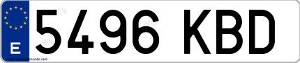 Ejemplo de matrícula española 5496 KBD