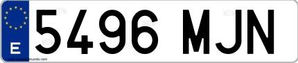Ejemplo de matrícula española 5496 MJN