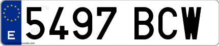 Ejemplo de matrícula de coche ordinaria 5497 BCW