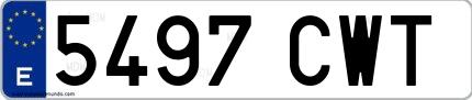 Ejemplo de matrícula española 5497 CWT