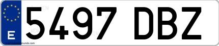 Ejemplo de matrícula española 5497 DBZ