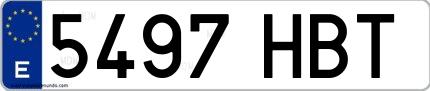 Ejemplo de matrícula española 5497 HBT