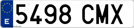 Ejemplo de matrícula de coche ordinaria 5498 CMX