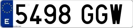 Ejemplo de matrícula española 5498 GGW