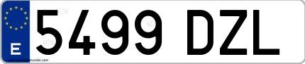 Ejemplo de matrícula española 5499 DZL