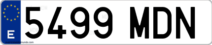 Ejemplo de matrícula de coche ordinaria 5499 MDN