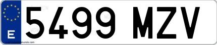 Ejemplo de matrícula española 5499 MZV