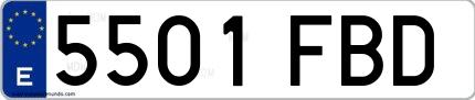 Ejemplo de matrícula española 5501 FBD