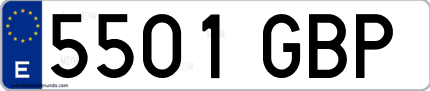 Ejemplo de matrícula de coche ordinaria 5501 GBP