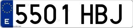 Ejemplo de matrícula española 5501 HBJ