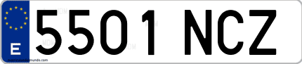 Ejemplo de matrícula de coche ordinaria 5501 NCZ
