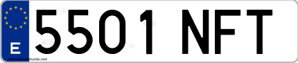 Ejemplo de matrícula de coche ordinaria 5501 NFT