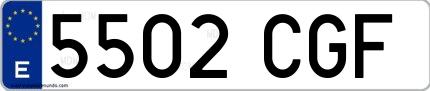 Ejemplo de matrícula española 5502 CGF