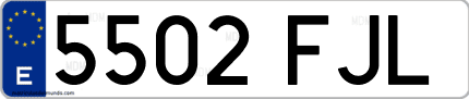 Ejemplo de matrícula de coche ordinaria 5502 FJL