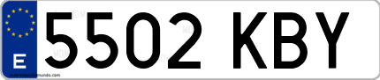 Ejemplo de matrícula de coche ordinaria 5502 KBY