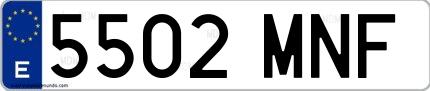 Ejemplo de matrícula española 5502 MNF