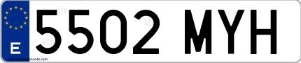 Ejemplo de matrícula española 5502 MYH