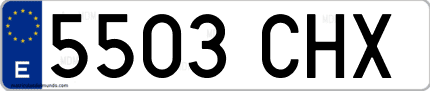 Ejemplo de matrícula de coche ordinaria 5503 CHX