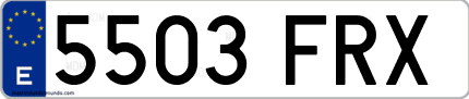 Ejemplo de matrícula de coche ordinaria 5503 FRX