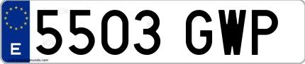 Ejemplo de matrícula española 5503 GWP
