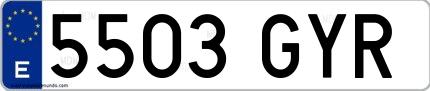 Ejemplo de matrícula española 5503 GYR