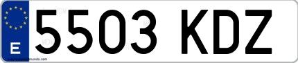 Ejemplo de matrícula española 5503 KDZ